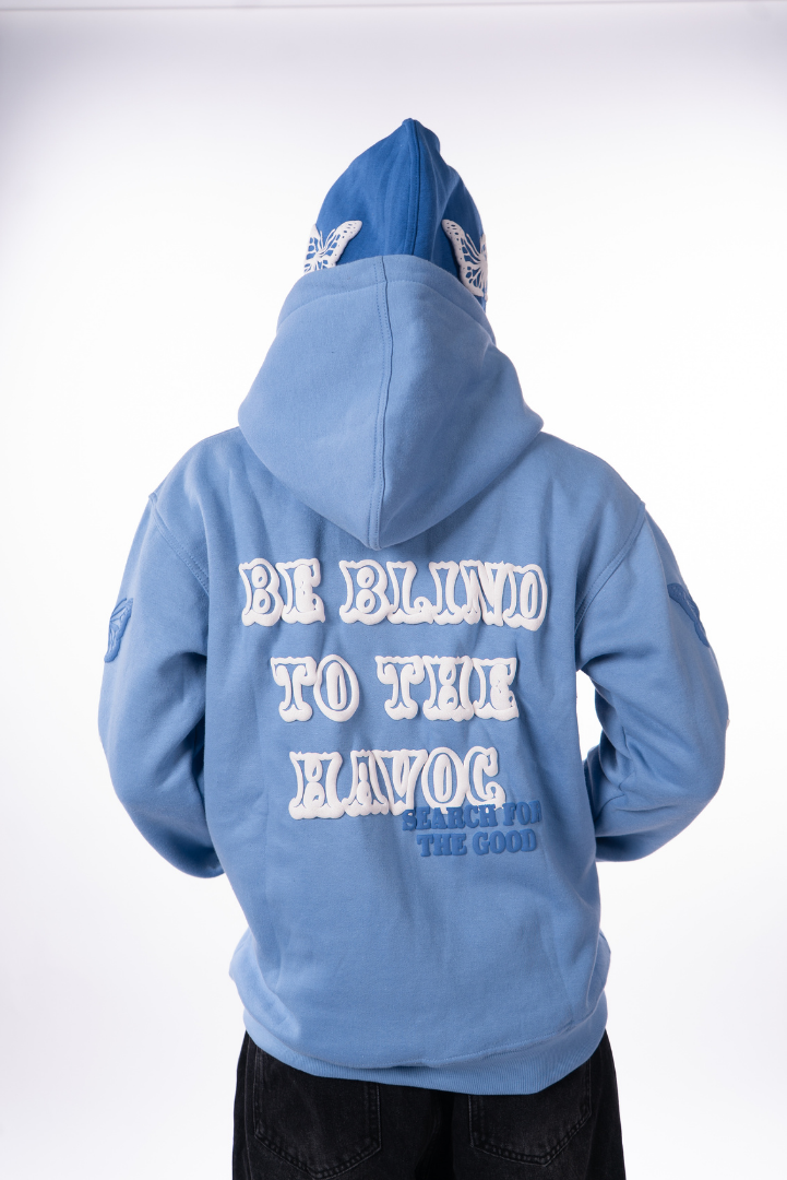 Double hooded butterfly zip up [Blue]