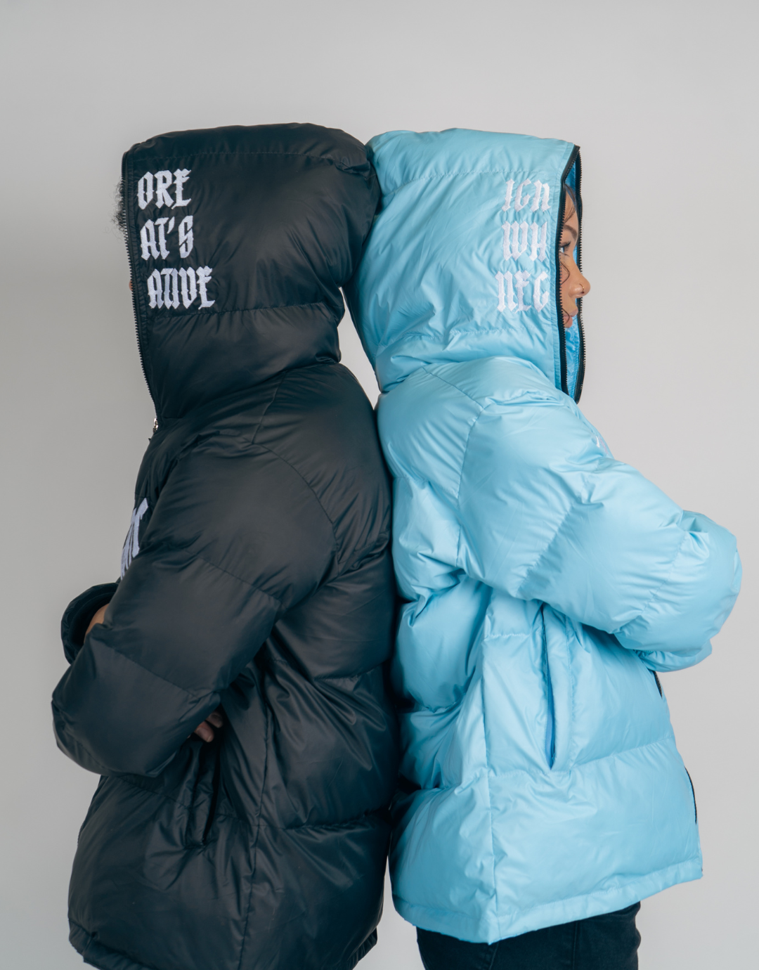 Full Zip Puffer Jacket [Light Blue]