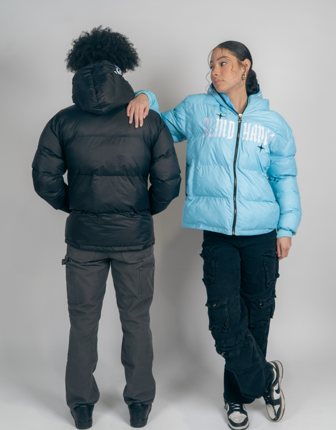 Full Zip Puffer Jacket [Light Blue]