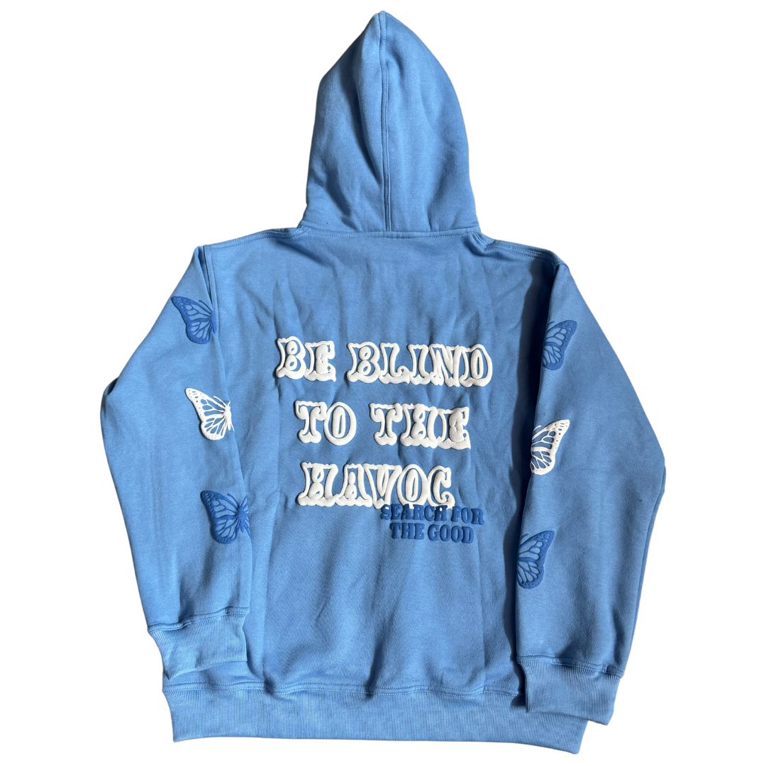 Double hooded butterfly zip up [Blue]