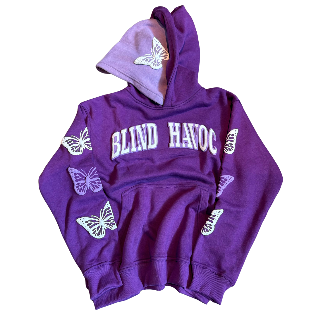 Double hooded butterfly hoodie [Purple]