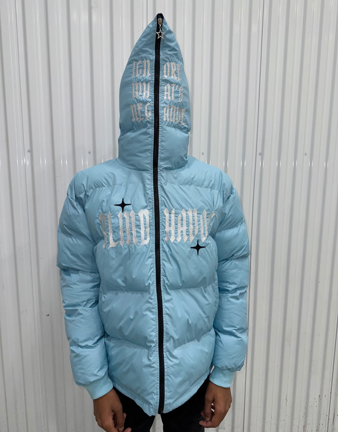Full Zip Puffer Jacket [Light Blue]