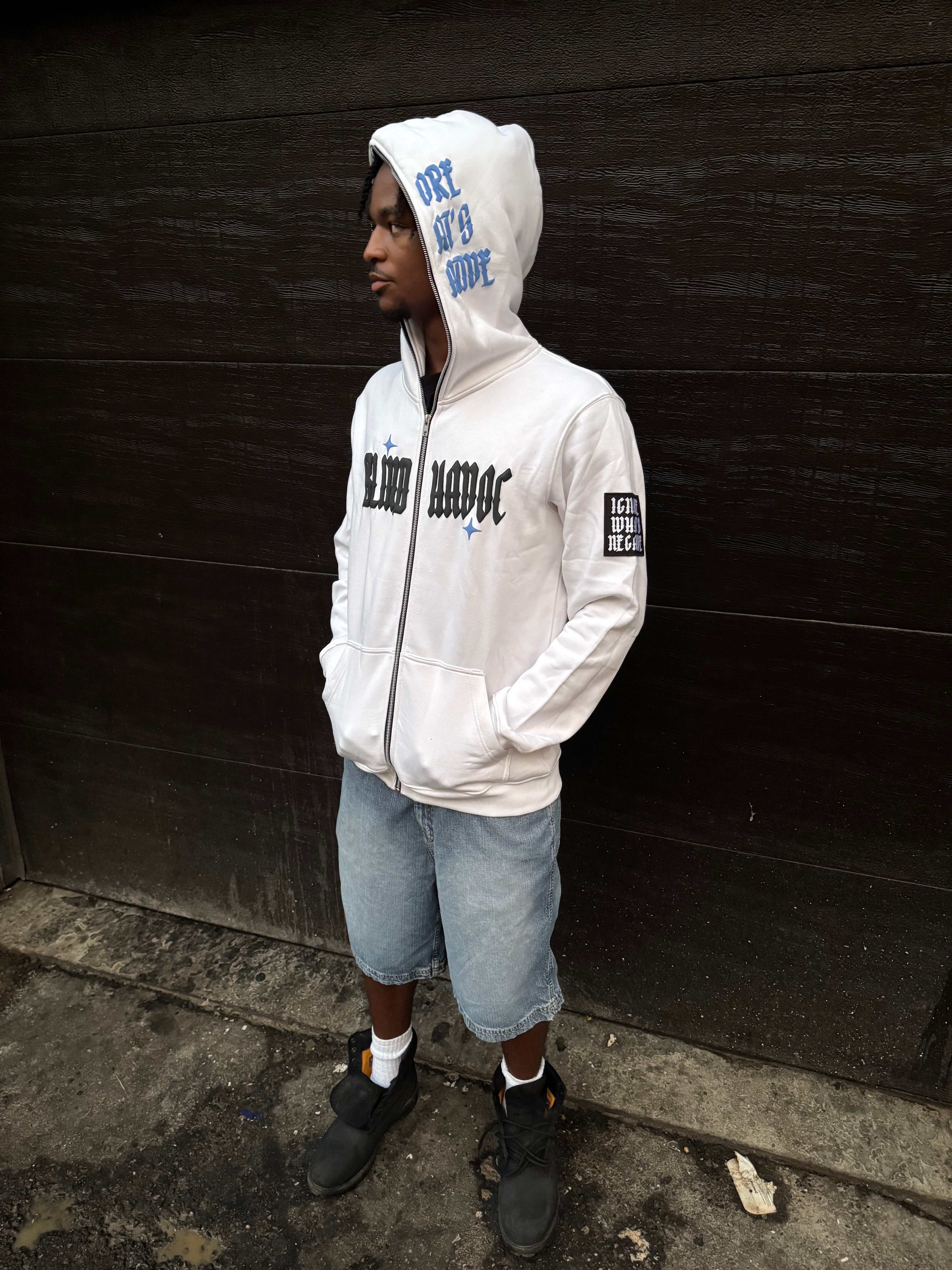 Ignore What's Negative' Full Zip [White & Blue]