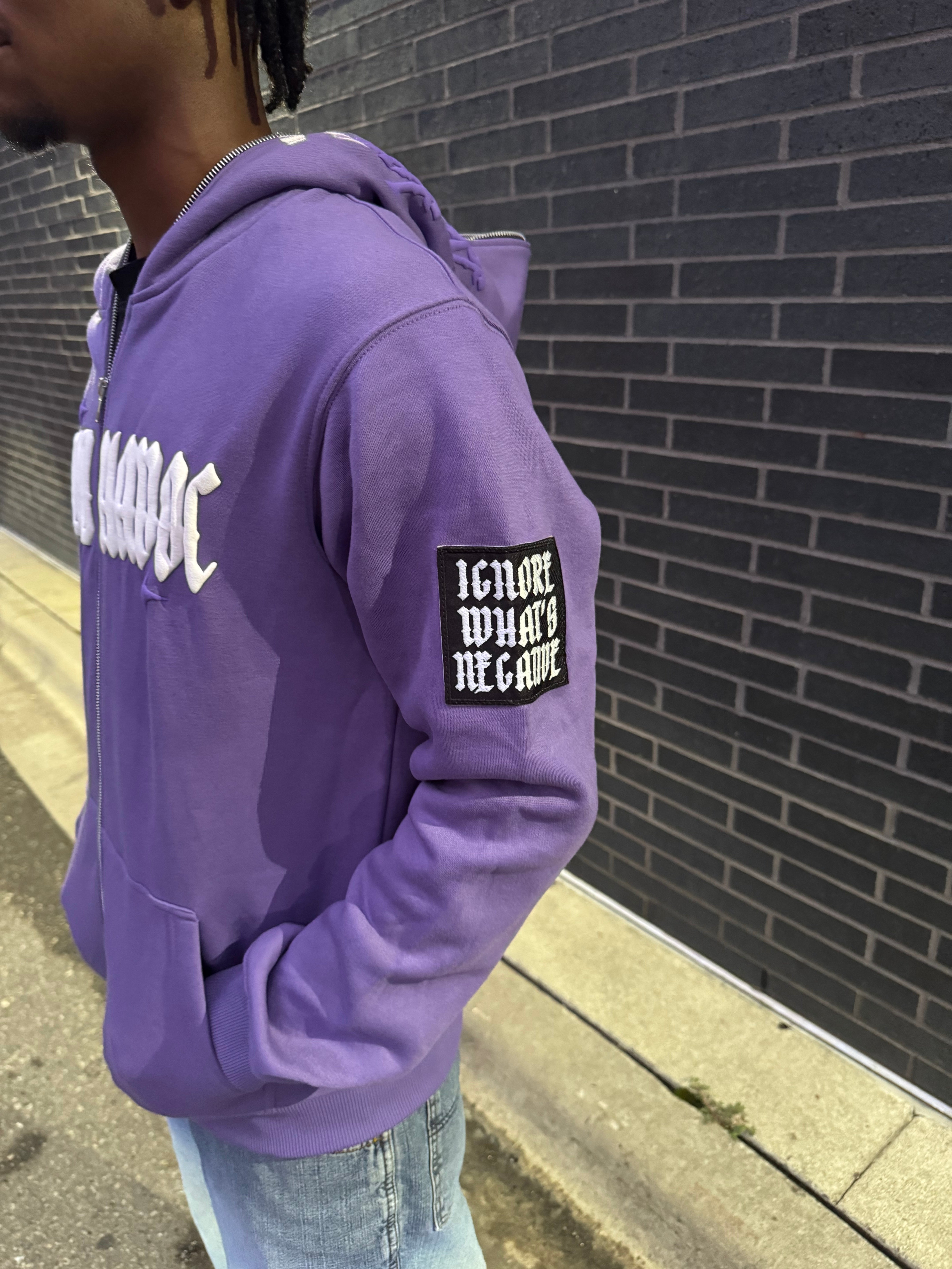 'Ignore What's Negative' Patch Full Zip [Lavender]