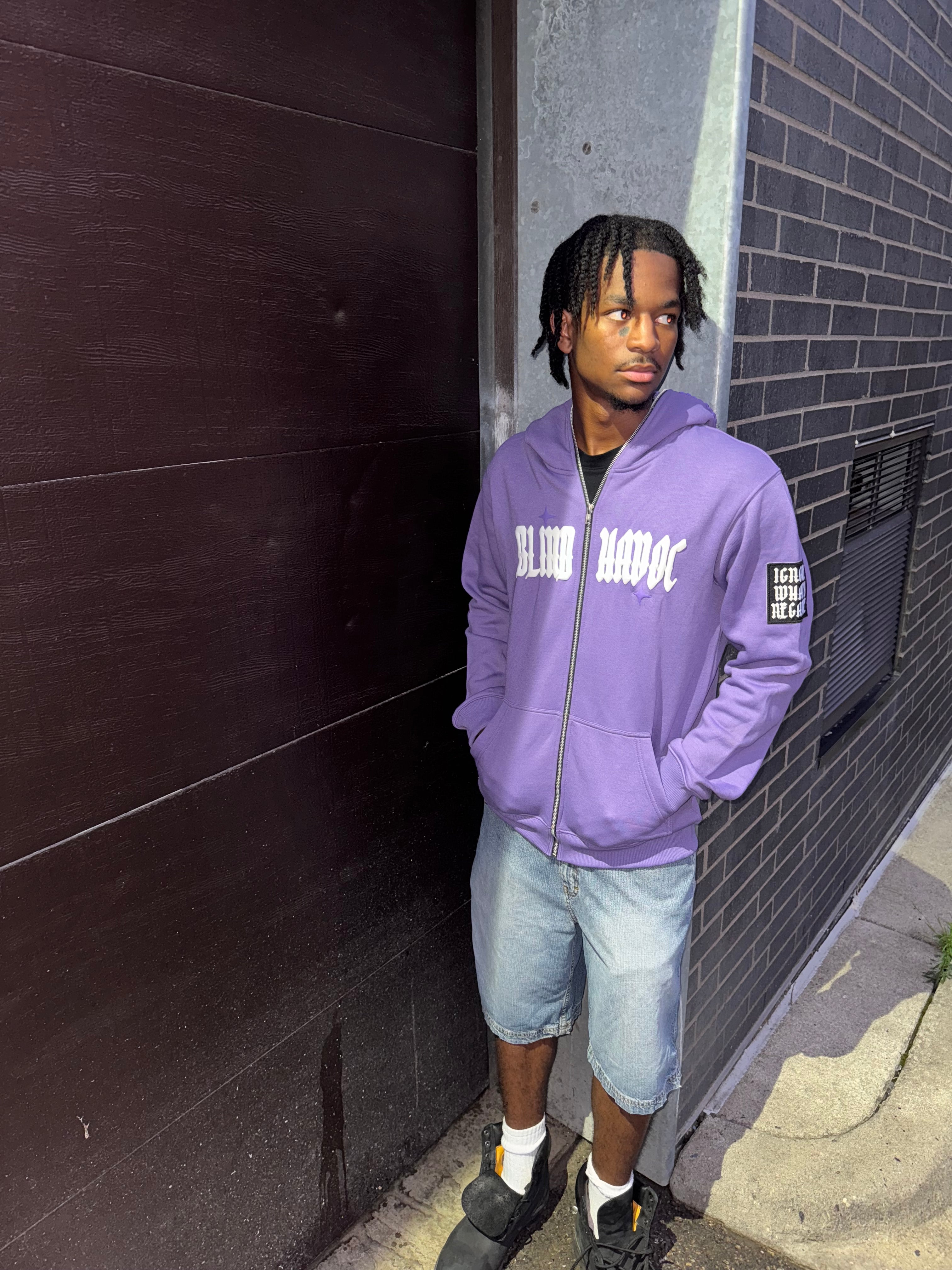 'Ignore What's Negative' Patch Full Zip [Lavender]