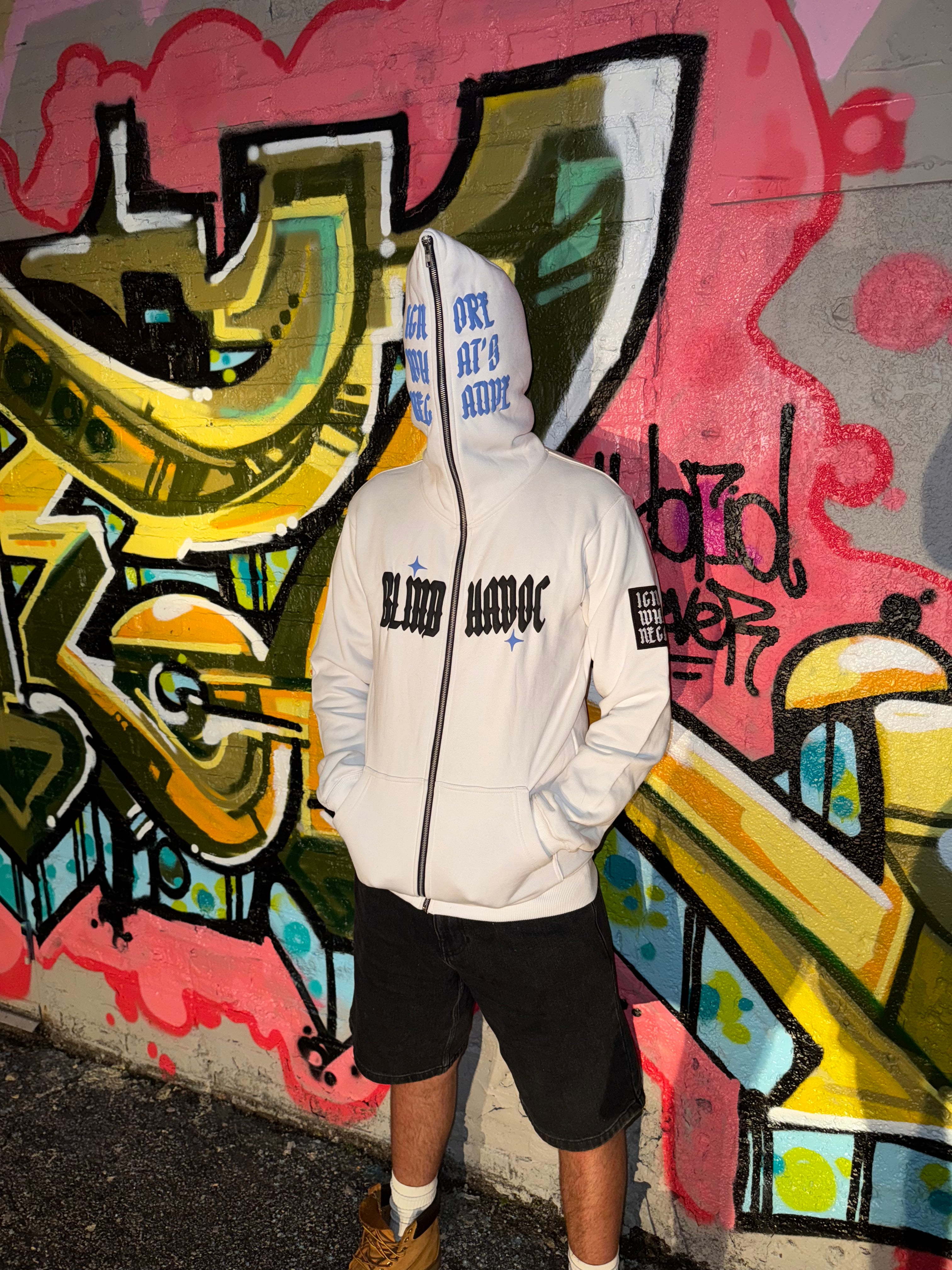 Ignore What's Negative' Full Zip [White & Blue]