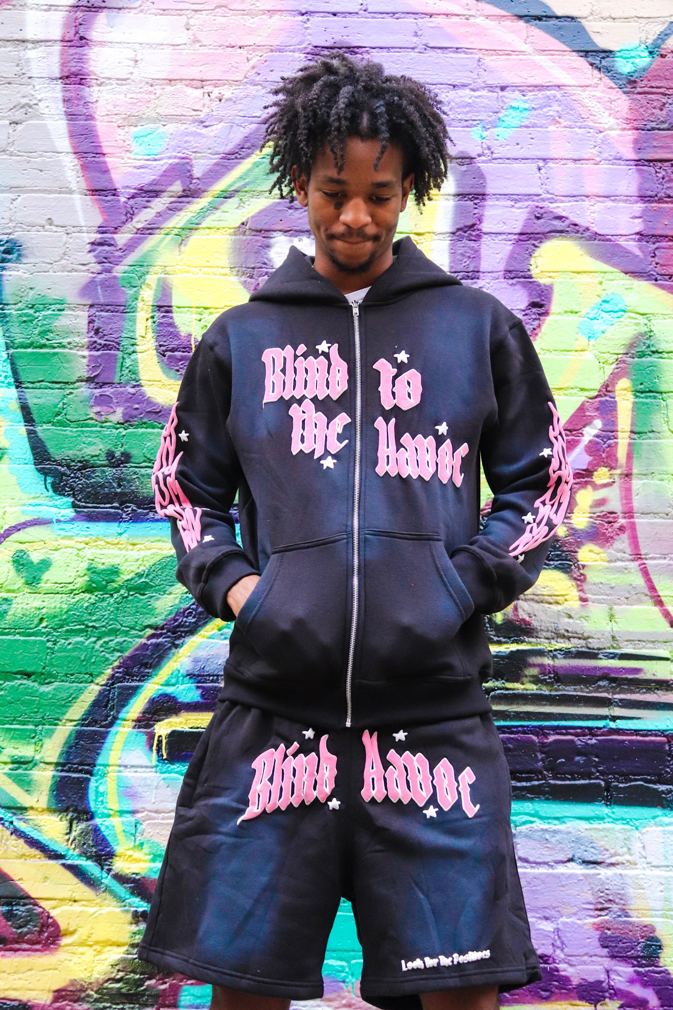 'Blind to the Havoc' Zip [Black & Pink]