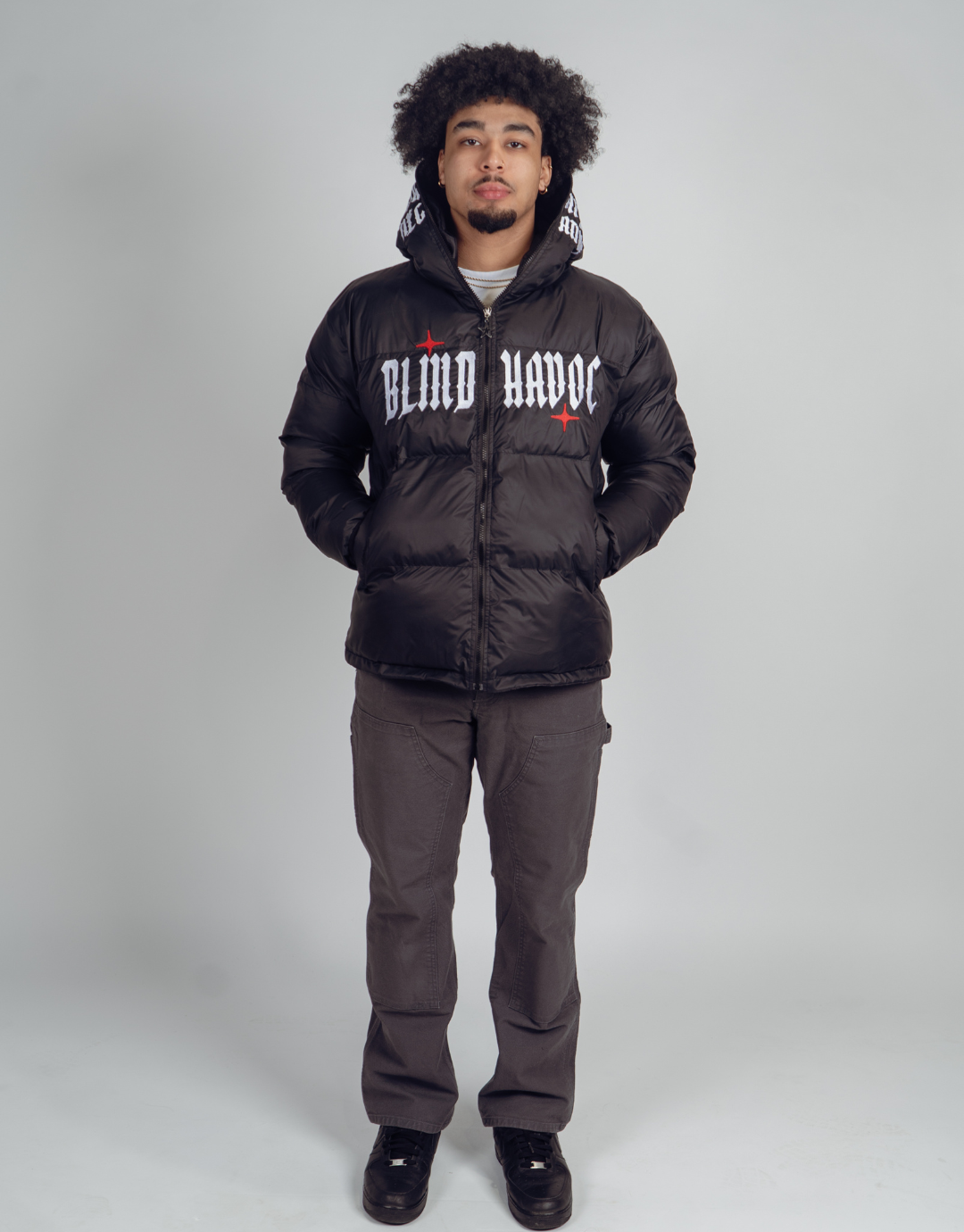 Full Zip Puffer Jacket [Black]