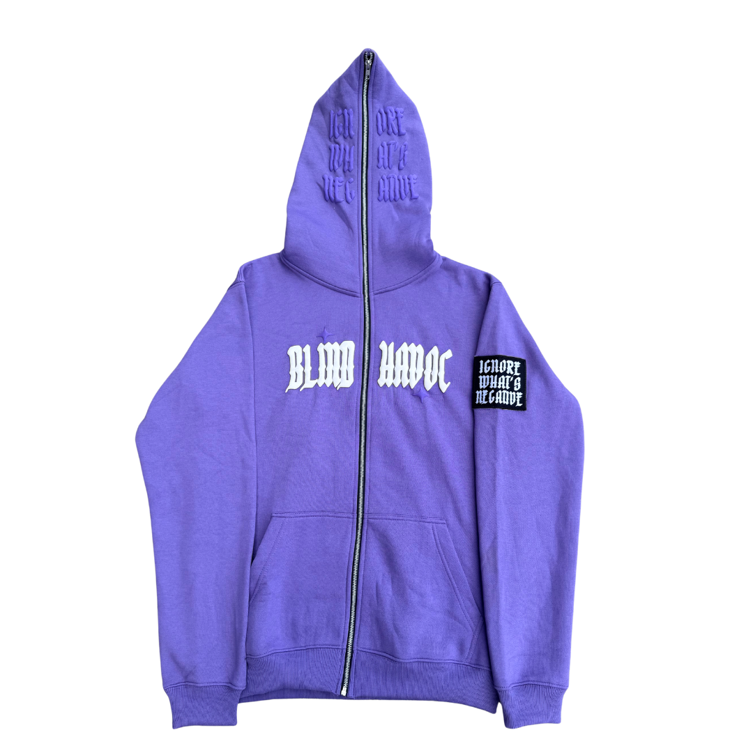 'Ignore What's Negative' Patch Full Zip [Lavender]