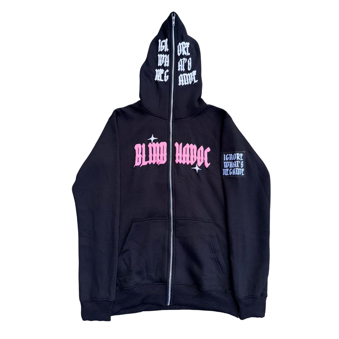 'Ignore What's Negative Full Zip [Black & Pink]