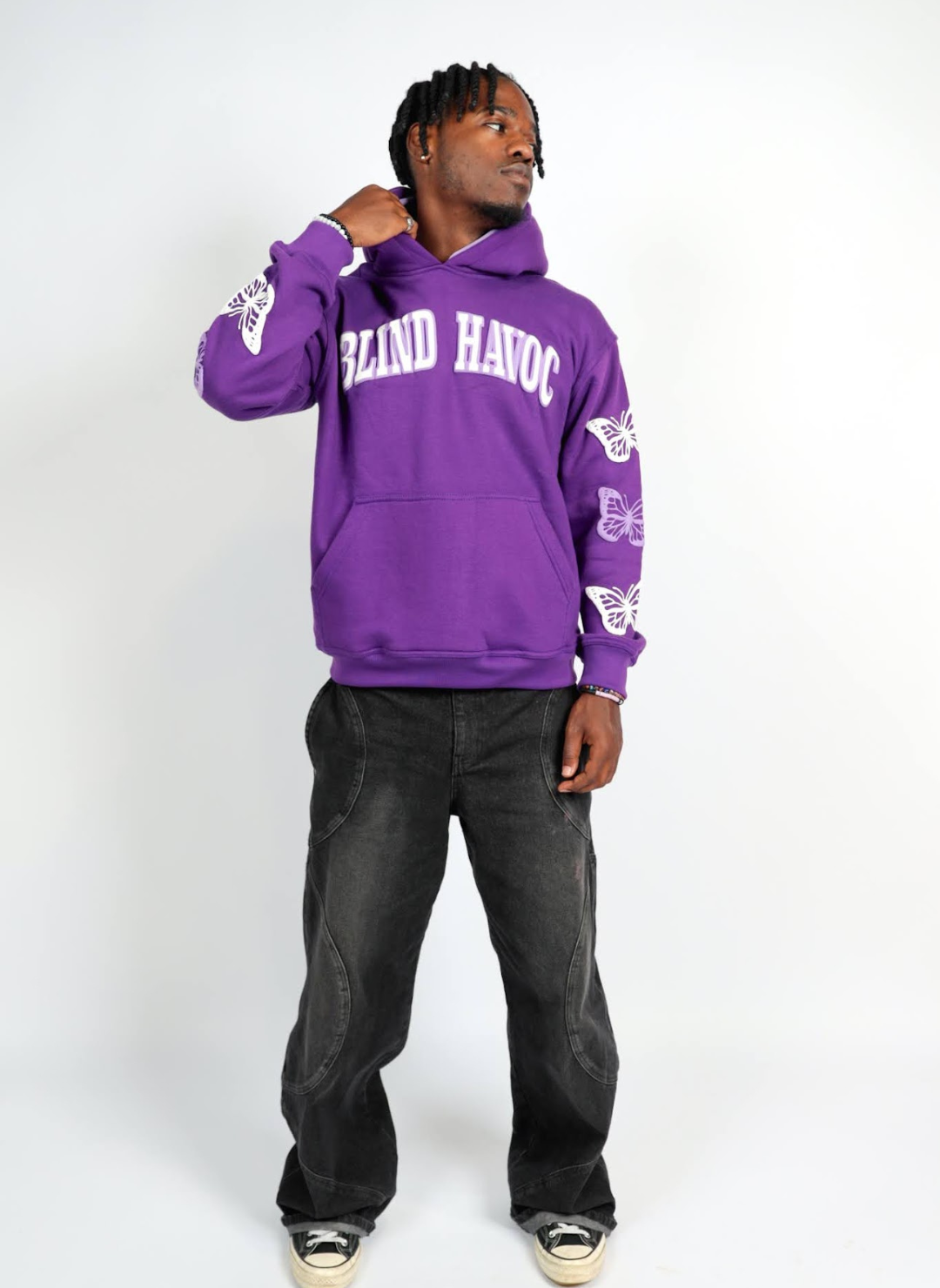 Double hooded butterfly hoodie [Purple]
