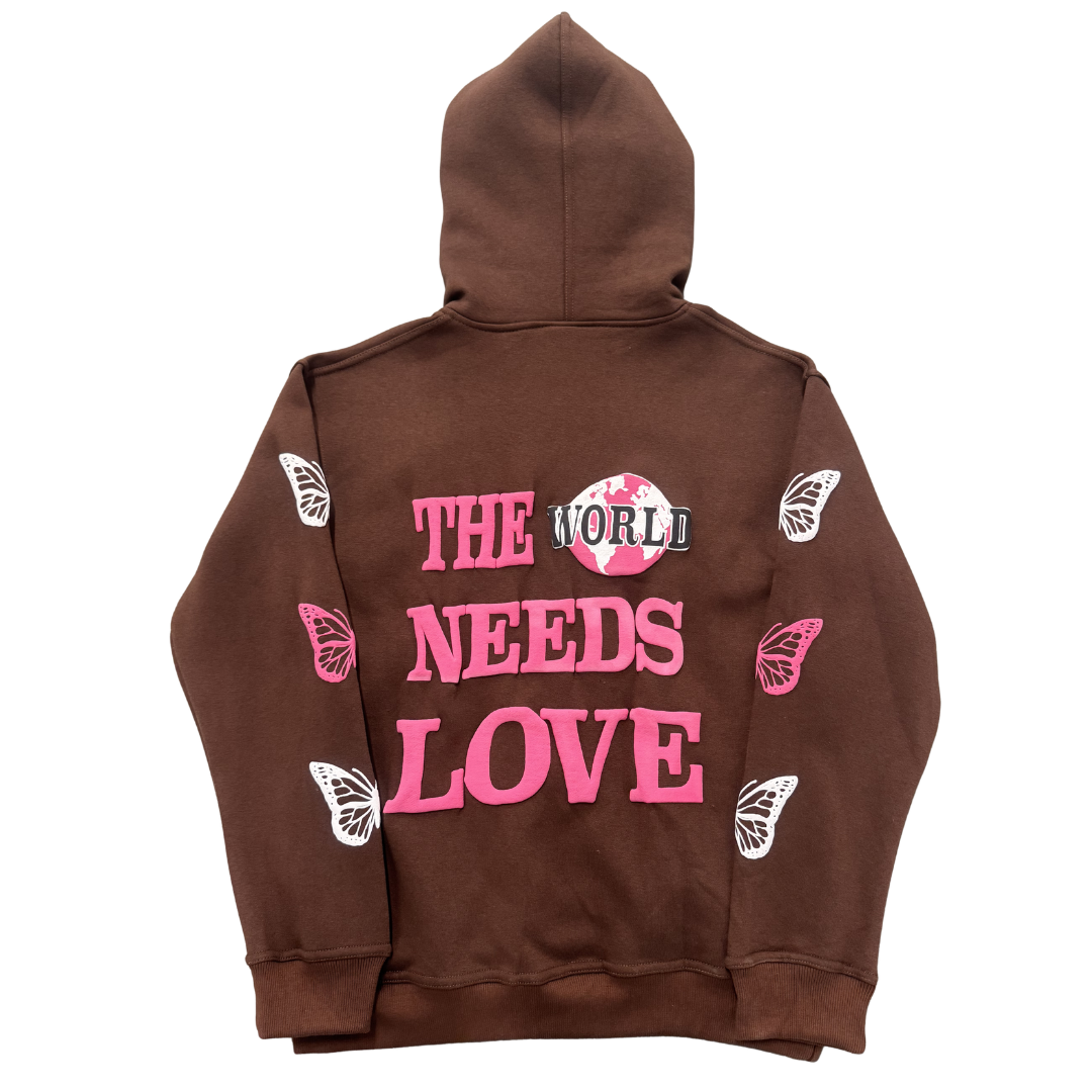 The World Needs Love Hoodie [Brown]