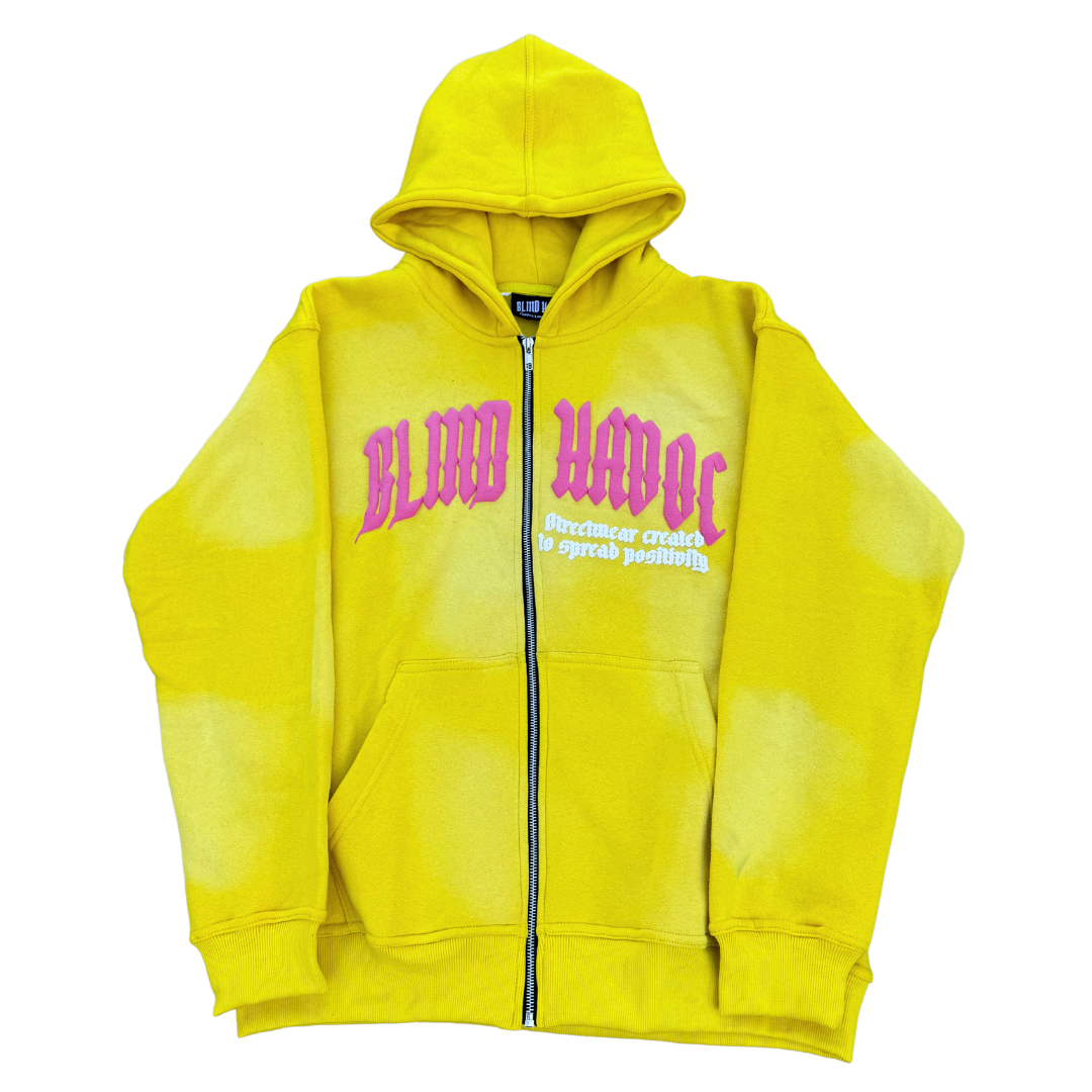 Sun Faded Zip-up [Yellow & Pink]